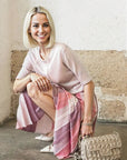 Maison Lurex Pleated Maxi Skirt in Pink Lilac