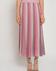 Maison Lurex Pleated Maxi Skirt in Pink Lilac