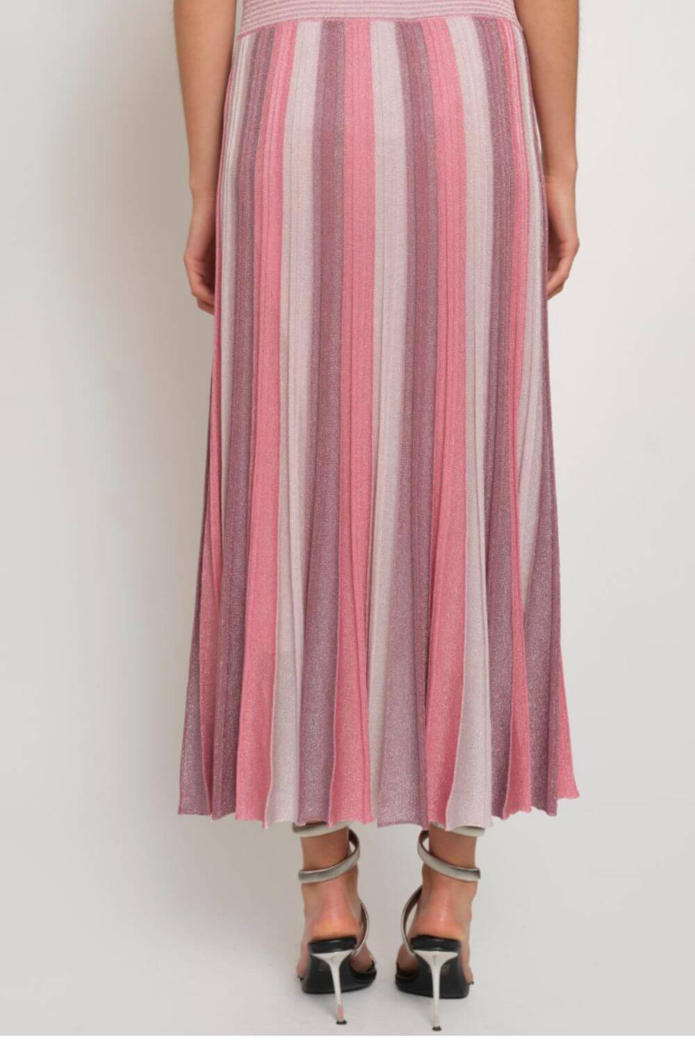 Maison Lurex Pleated Maxi Skirt in Pink Lilac