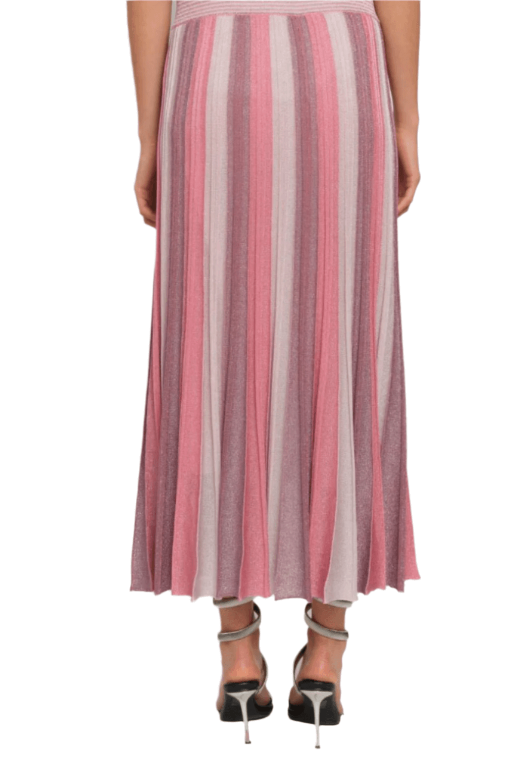 Maison Lurex Pleated Maxi Skirt in Pink Lilac