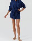 Melissa Odabash Sara Short Shirt Dress in Marine