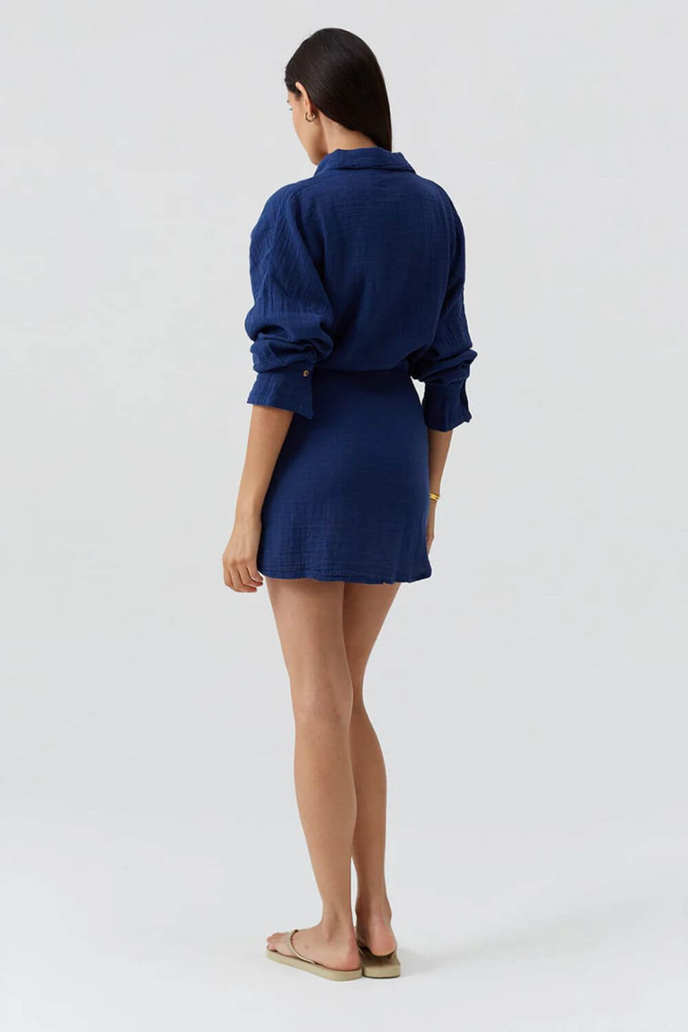 Melissa Odabash Sara Short Shirt Dress in Marine