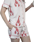 Silky Short Pajamas with Lobster Print