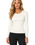 Only Hearts 42807 Creme top on Lily, studio front view