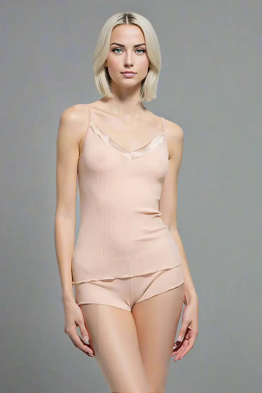 Oscalito Elegance Satin Wool and Silk V-Neck Camisole #4245