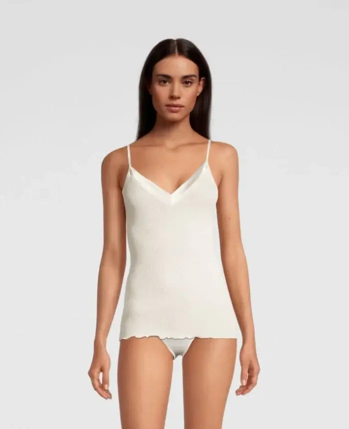 Oscalito Elegance Satin Wool and Silk V-Neck Camisole #4245 front view