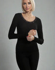 Oscalito Long Sleeve Shirt with Lace Round Neck