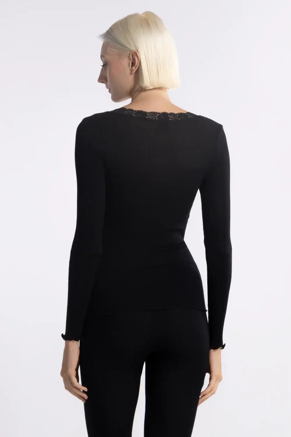 Oscalito Long Sleeve Shirt with Lace Round Neck back view