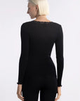 Oscalito Long Sleeve Shirt with Lace Round Neck back view