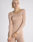 Oscalito Long Sleeve Shirt with Lace Round Neck front view