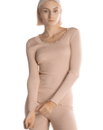 Oscalito Long Sleeve Shirt with Lace Round Neck front view
