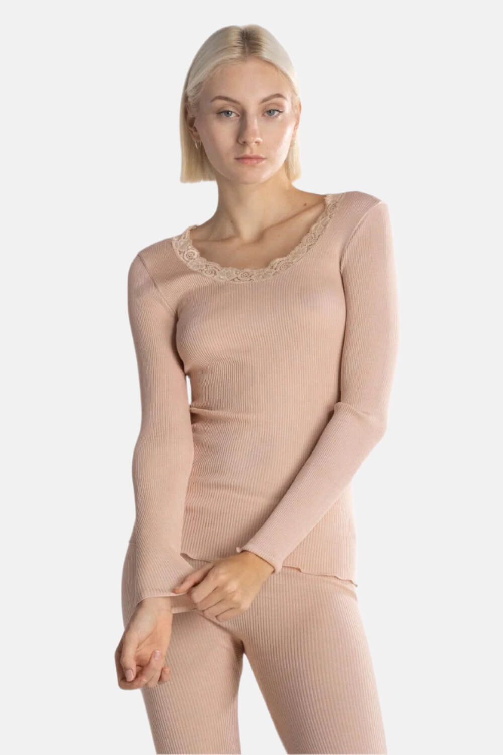 Oscalito Ribbed Long Sleeve Shirt in Skin