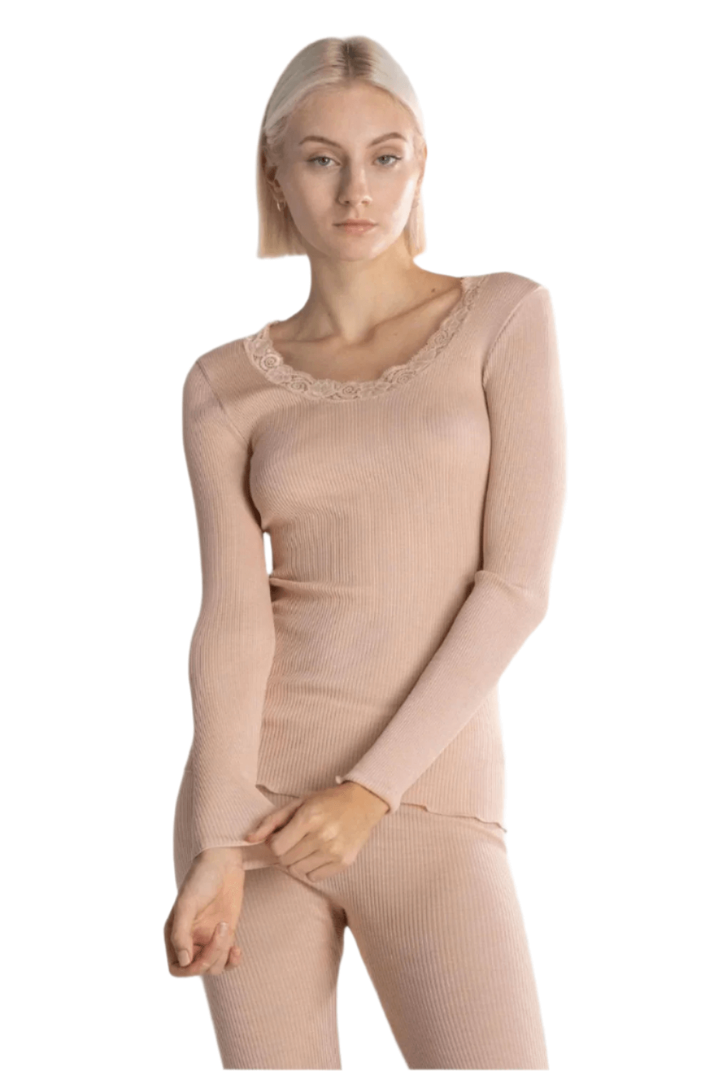 Oscalito Ribbed Long Sleeve Shirt in Skin