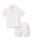 Kid's Twill Pajama Short Set in Pink and White Stripe