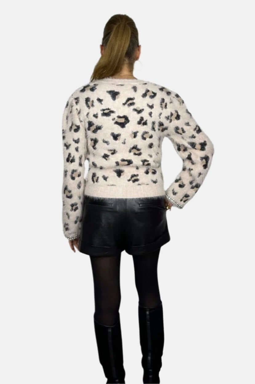 PHO Knit Cardigan with Diamond Appliqué in Unica