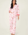 PJ Salvage Holiday Cocktails Flannel Long PJ Set