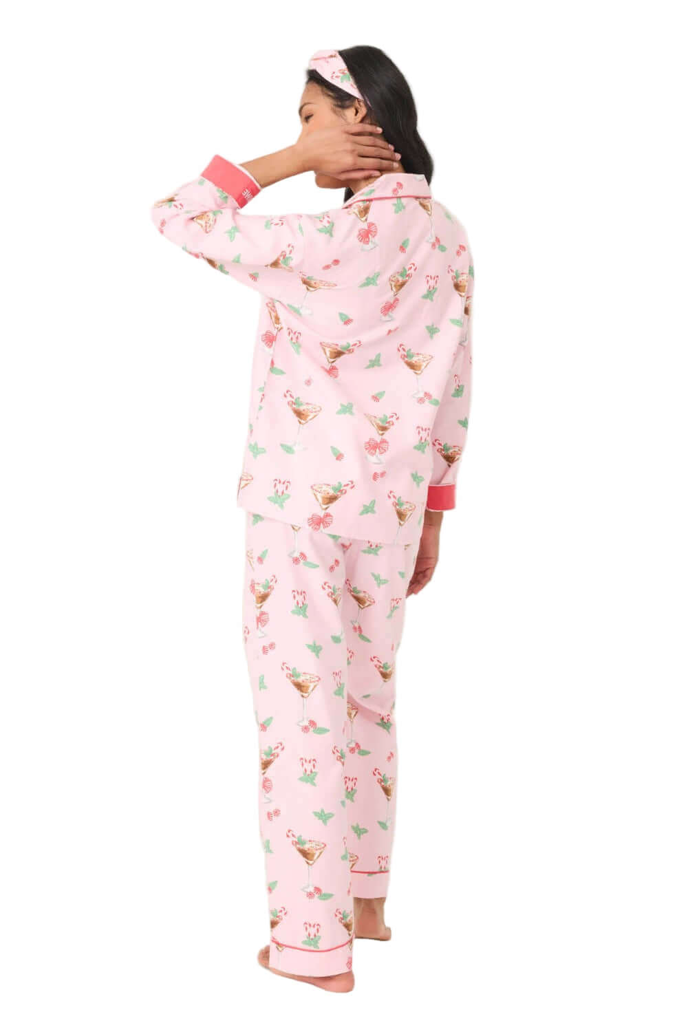 PJ Salvage Holiday Cocktails Flannel Long PJ Set