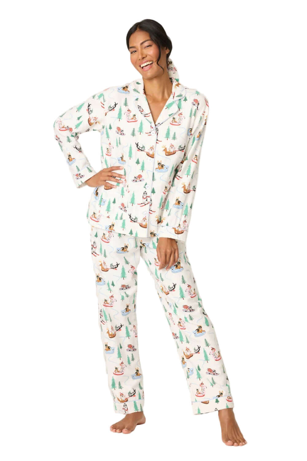 PJ Salvage Holiday Dogs Flannel Long PJ Set