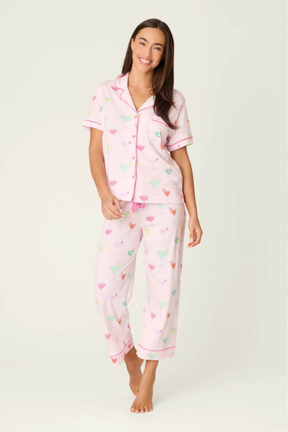 PJ Salvage Pink Cocktails Short Sleeve and Pants PJ Set