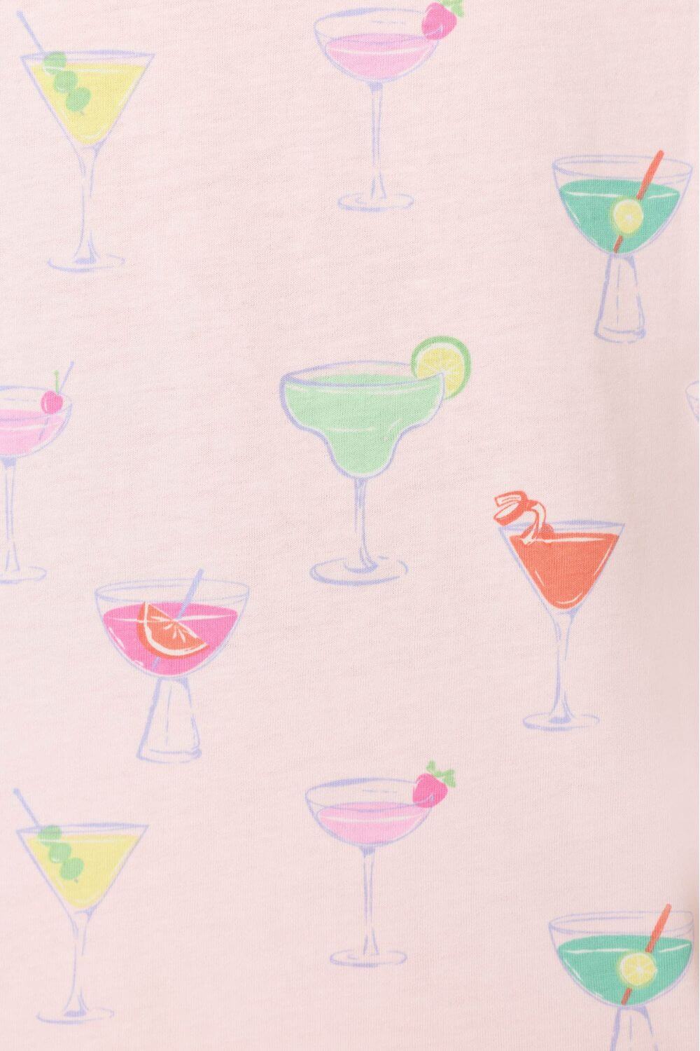 PJ Salvage Pink Cocktails Short Sleeve and Pants PJ Set