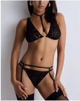 Animal Soul Lingerie Set in Black Python