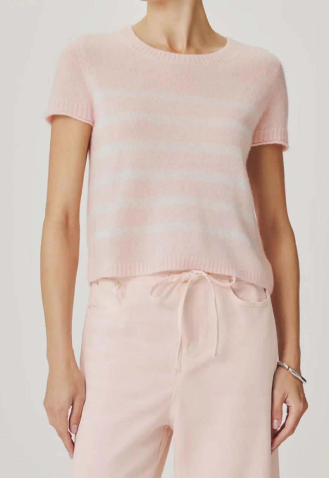Splendid Emerson Short Sleeve Sweater in Rose Petal/Shell