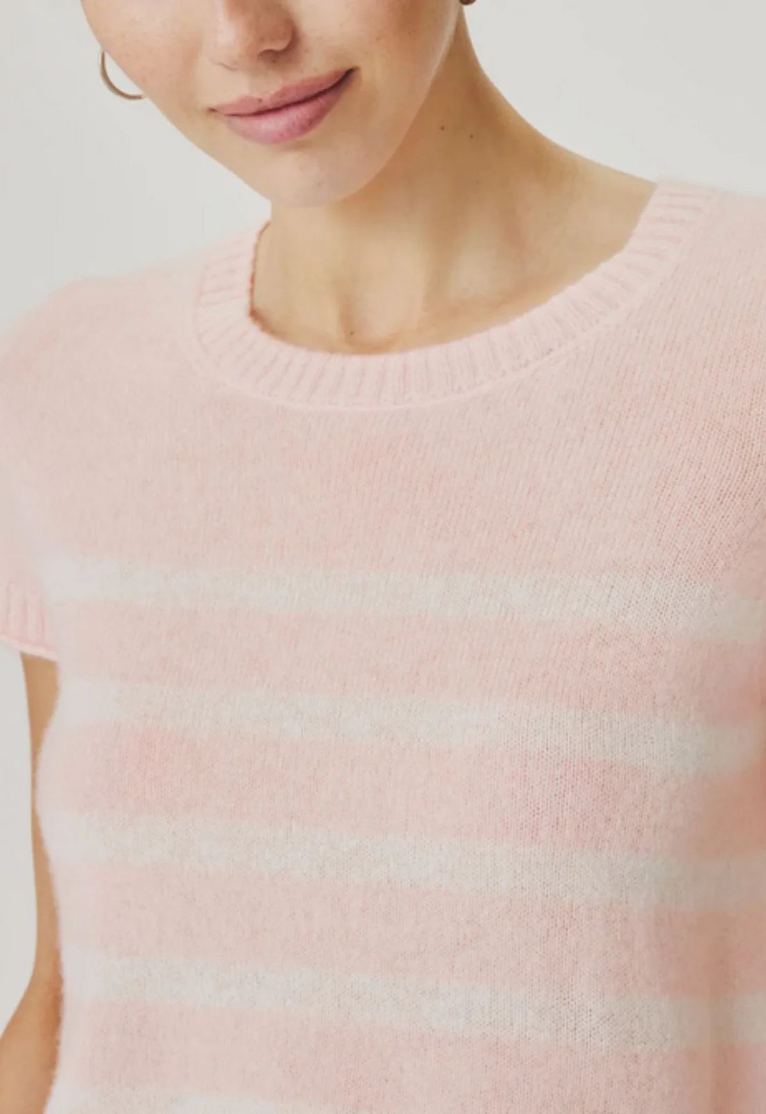 Splendid Emerson Short Sleeve Sweater in Rose Petal/Shell