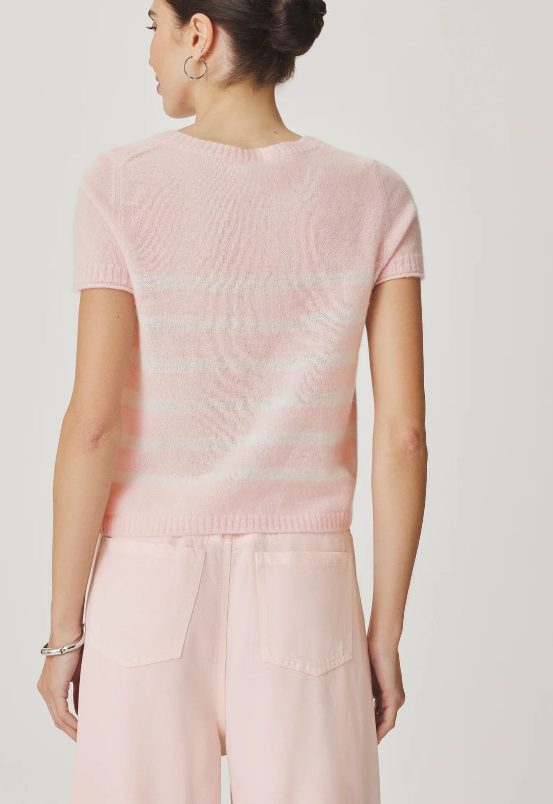 Splendid Emerson Short Sleeve Sweater in Rose Petal/Shell