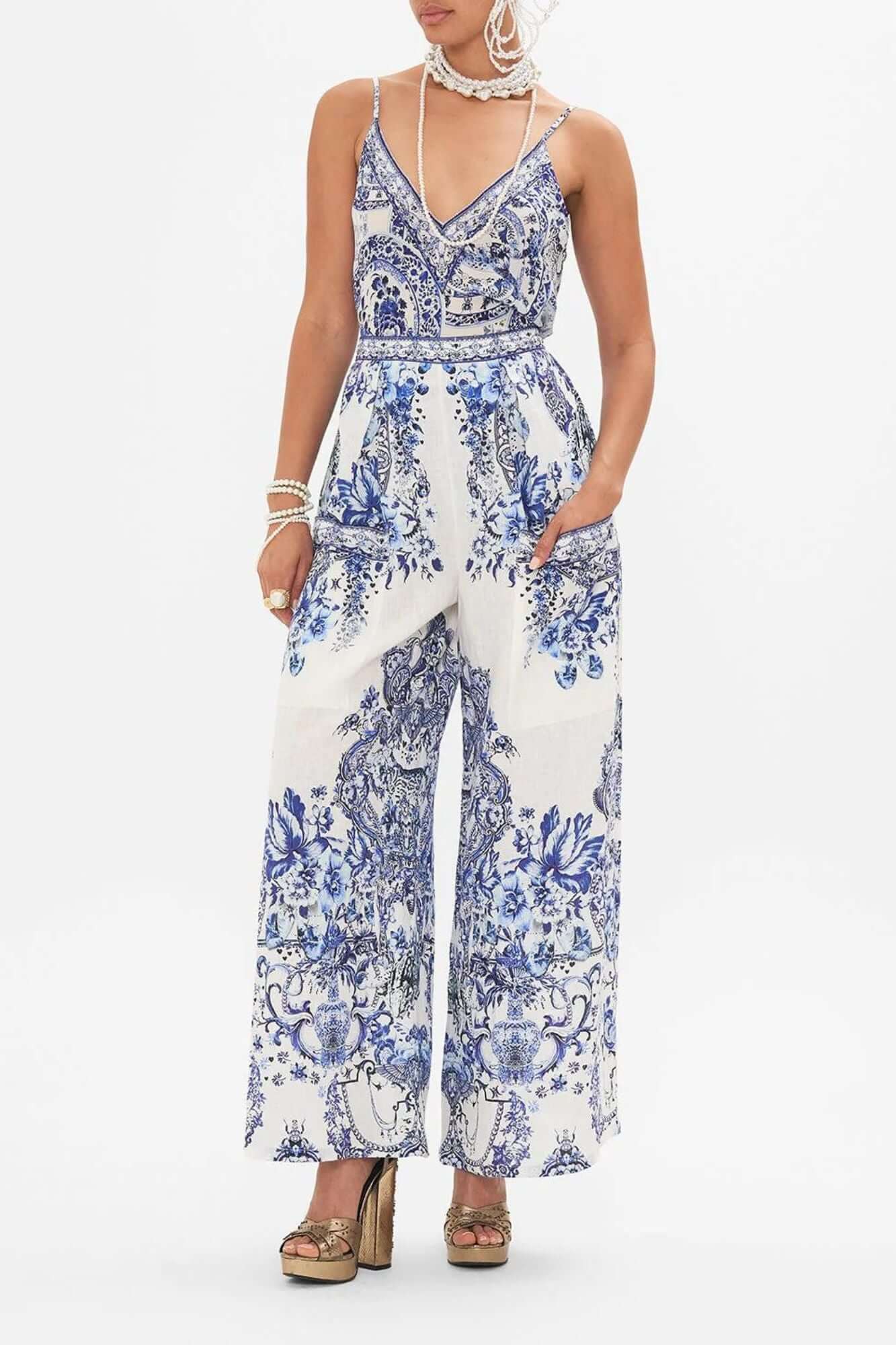 Glaze and Graze Wide Leg Trouser with Front Pockets