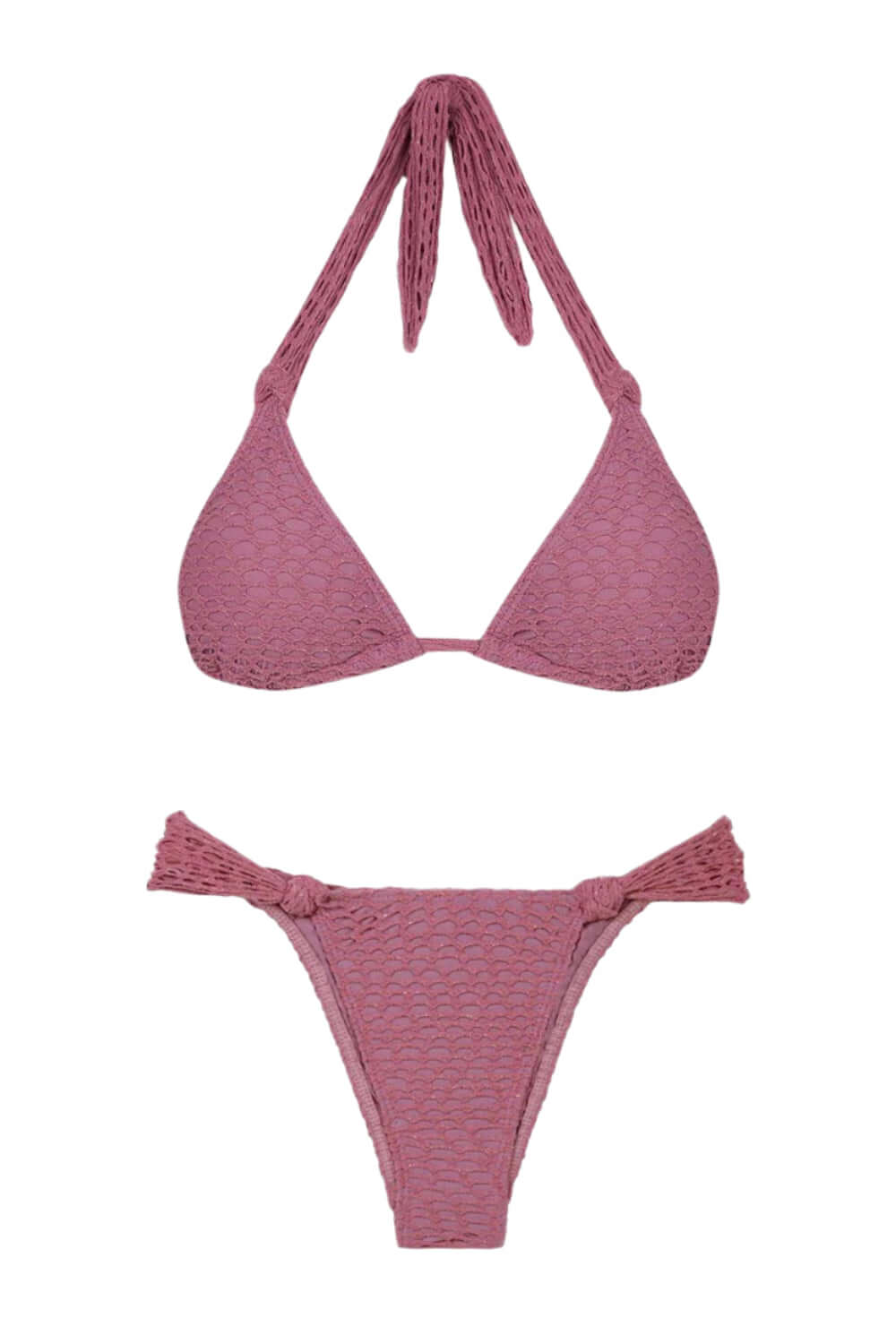 Vix Lee Tri Top & Lee Basic Bottom Full Bikini Set in Pink