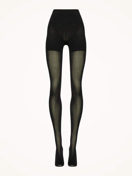 Wolford Tummy 66 Control Top Tights in Black, view 4