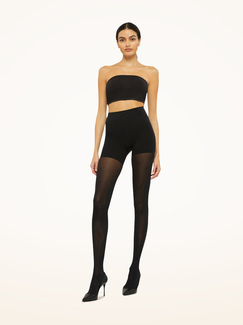Wolford Tummy 66 Control Top Tights in Black, view 5