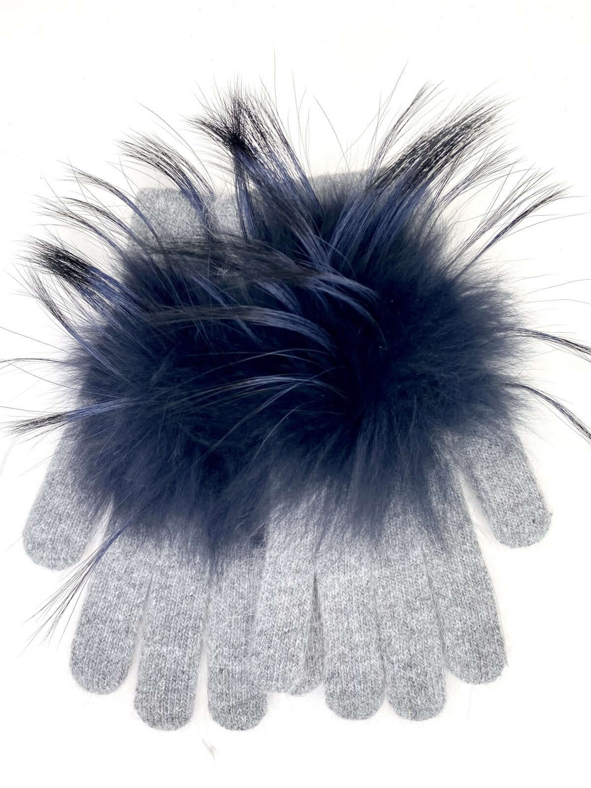 Angora Wool Glove Puff Pom