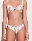 Lily Embroidered Plunge Demi Bra in Ivory