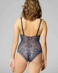 Simone Perele Vertige Bodysuit Color: Blue Nuit Size: XS, S, M, L at Petticoat Lane  Greenwich, CT