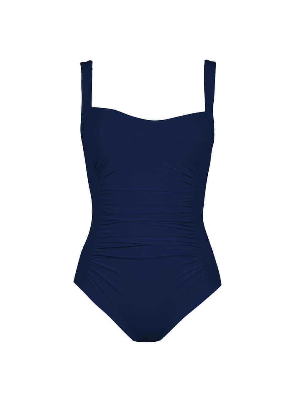 Karla Colletto Basic Square Neck Color: Navy Size: 8 at Petticoat Lane  Greenwich, CT