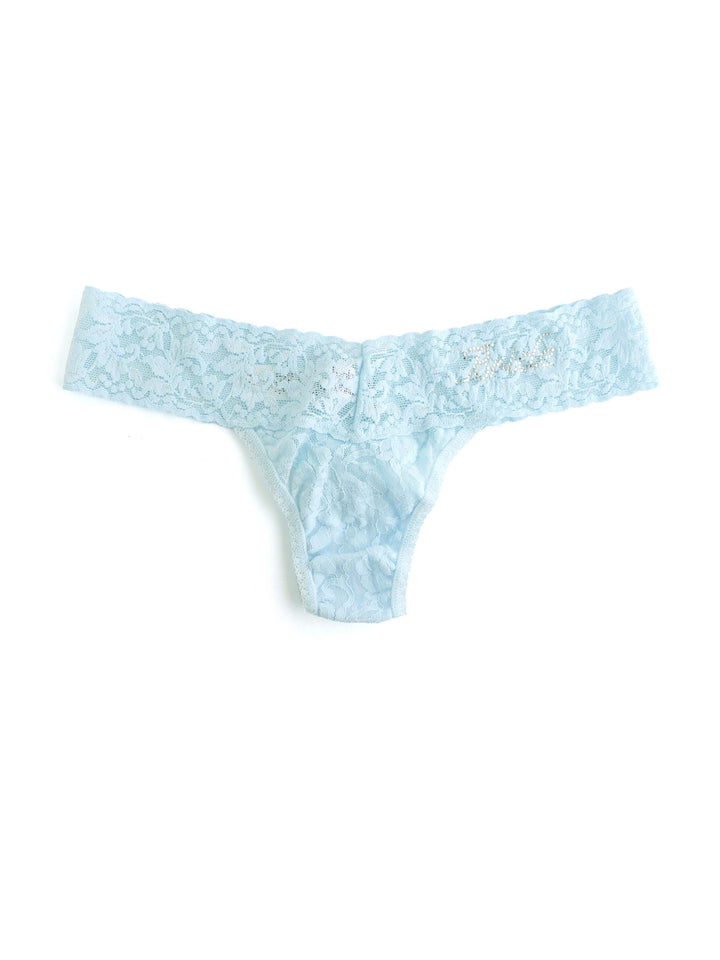 Hanky Panky "Bride" Low Rise Thong Color: Celeste with Clear Crystals  at Petticoat Lane  Greenwich, CT