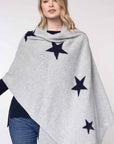 Alashan Cashmere Cashmere Star Intarsia Wrap Color: Ash with Indigo Stars  at Petticoat Lane  Greenwich, CT