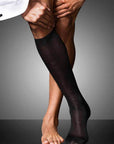 Falke No. 4 Pure Silk Gentlemen Knee-high Socks Color: Black Size: 39-40, 41-42, 43-44, 45-46 at Petticoat Lane  Greenwich, CT