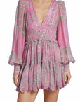 Hemant & Nandita Sidra Short Dress in Pink Color: Pink Size: XS, S, M at Petticoat Lane  Greenwich, CT