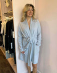 Arlotta Cashmere Short Wrap Robe Color: Dawn Blue Size: XS at Petticoat Lane  Greenwich, CT