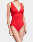 Karla Colletto Ines V-Neck One-Piece Color: Black, Navy, Red, Ocean, Dahlia Size: 6, 8, 10, 12, 14 at Petticoat Lane  Greenwich, CT