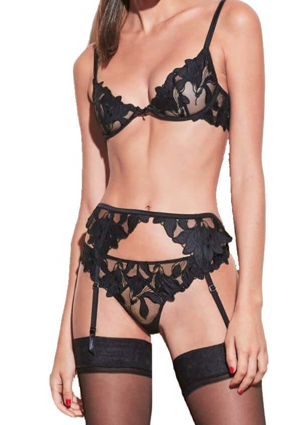 Fleur Du Mal Lily Embroidered Hipster Thong Color: Black Size: XS at Petticoat Lane  Greenwich, CT