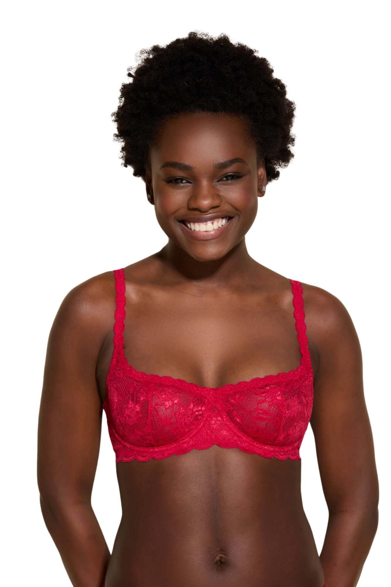Buy Wacoal Mystique Lacy Padded Wireless Bra (Pinkish Red, 34D) at