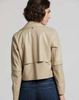 Ninon Short Leather Jacket in Beige