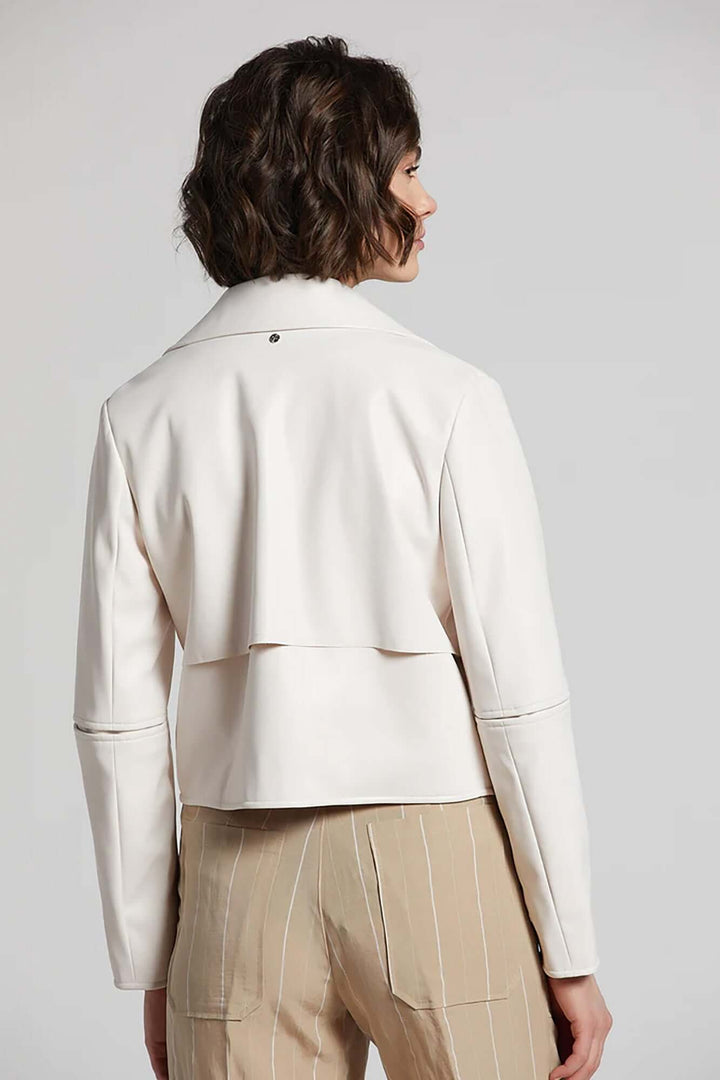 Ninon Short Leather Jacket in White