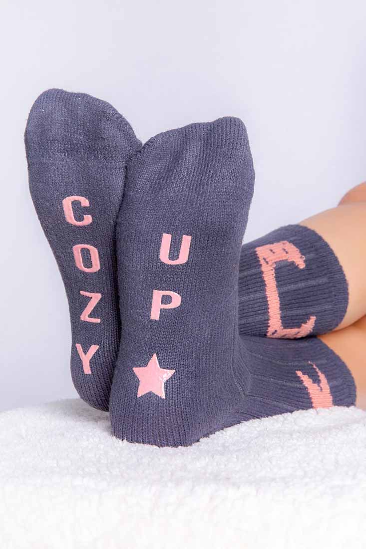PJ Salvage Cozy Up Fun Socks in Charcoal Color: Charcoal Size: O/S at Petticoat Lane  Greenwich, CT