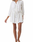 Melissa Odabash Scarlett Button Down Dress in Cream Color: Cream Size: S at Petticoat Lane  Greenwich, CT