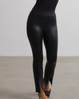 Commando Faux Leather Split Front Pant Color: Black Size: XS at Petticoat Lane  Greenwich, CT