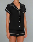 Eberjey Gisele Short PJ Set Color: Black/Sorbet Pink Size: XS at Petticoat Lane  Greenwich, CT